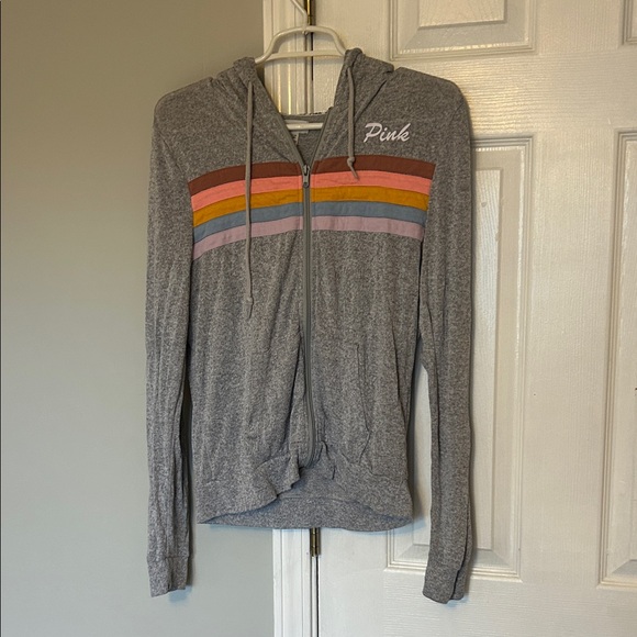 PINK Victoria's Secret Tops - PINK Victoria's Secret Heather Gray Zip-Up
